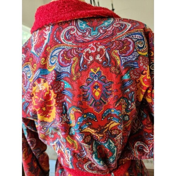 Vintage 80s Victoria's Secret Paisley Robe Made in Greece Gold Label 100% Cotton - Picture 7 of 10